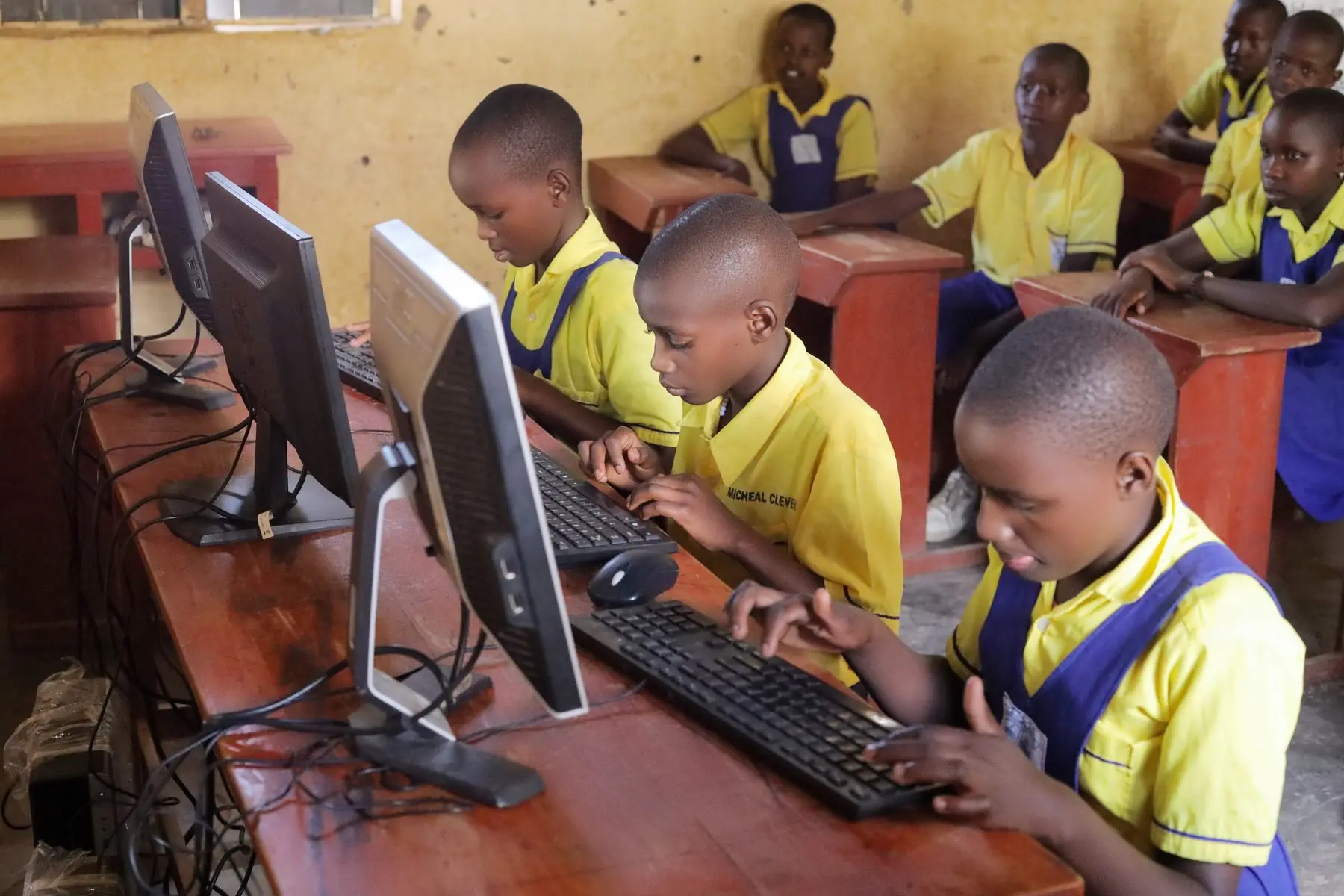 Children learning on computers
